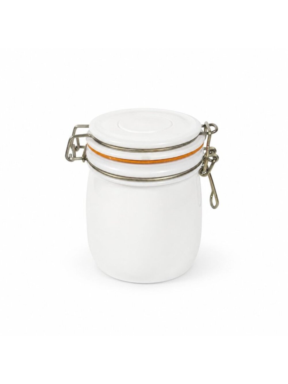 Jar Canister White Milk Glass Covered Wheaton Vintage Bale Clamp 1 L Lock Rubber